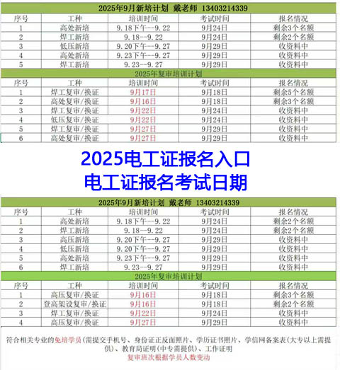 2025電工證報名入口 電工證報名考試日期